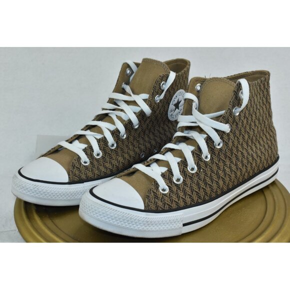 Converse CTAS Hi Unisex Shoes Size M 9.5 Wo 11.5 Top Canvas Herringbone Brown - Picture 1 of 10